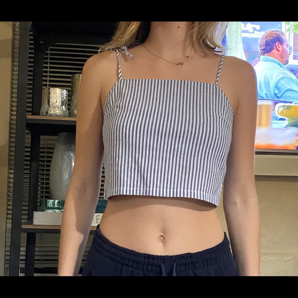 Brandy Blue & White Stripped Crop Top
